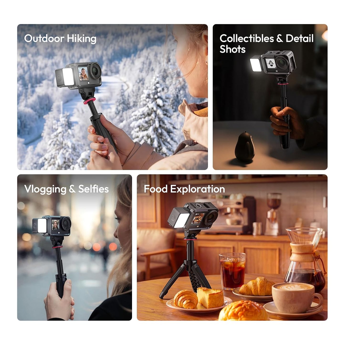 ULANZI LM24 Vlogging Light for DJI Osmo Nano/Osmo Action 6, Waterproof Magnetic Mini LED Action Camera Video Light Accessories, Quick Release Photography LED Fill Light for Vlog Selfie