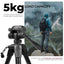 HIFFIN HTR-500 1700mm Lightweight Tripod with Mobile Holder & Carry Bag | 5kg Load Capacity | 3-Section Adjustable Stand for DSLR, Camera & Smartphone | Portable & Stable Tripod Stand