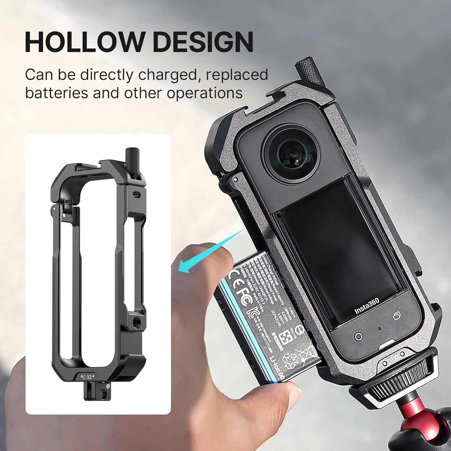 ULANZI Select Protective Cage for insta360 X3 Accessories-ULANZI C-X3 insta360 X3 Vlog Case I Aluminum Alloy I2 Cold Shoe I Silicone Lens Cover ICarrying Bag INo Block Mic Mount & Battery Replacement