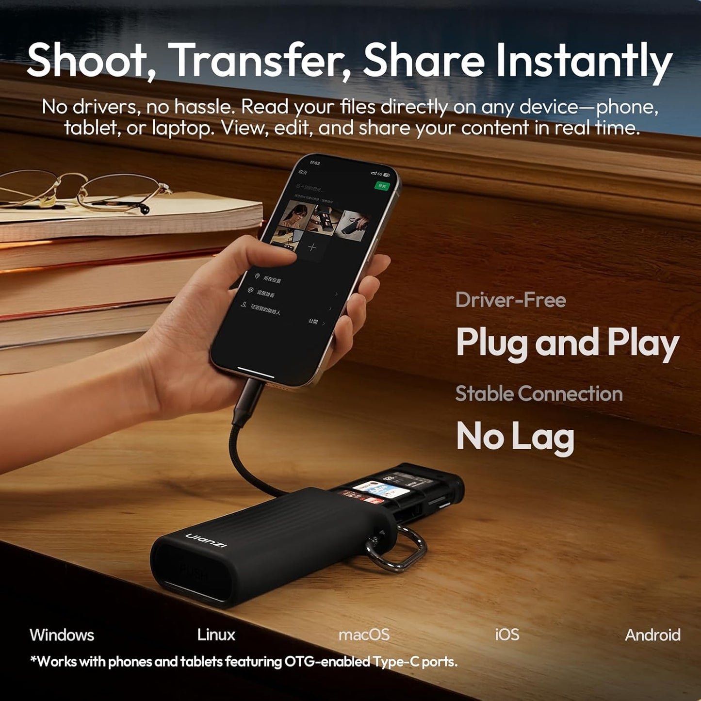 ULANZI CR2 High-Speed 2-in-1 SD TF Card Reader & Case Holder