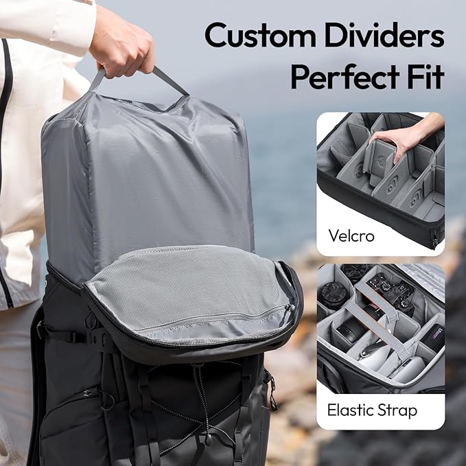 ULANZI AB01 38L Camera Backpack, Professional Camera Bag for Travel Black, Waterproof Outdoor Photography Camera Case Anti Theft for Photographers Hikers