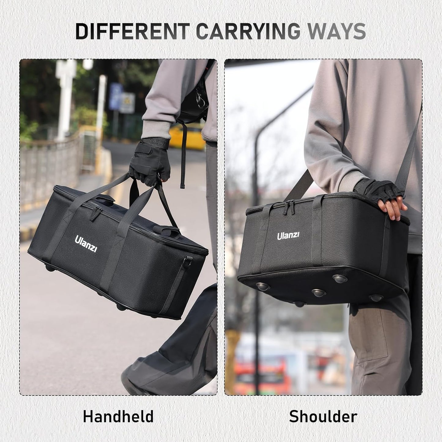 ULANZI Carrying Bag with Movable Foam Padded for Studio Light, Light Stands, Mini Softboxes, Durable Oxford Cloth Transit Bag Travel Case with Shoulder Strap & Handle, 17.13'' x 10.83'' x 8.27'',OM-01