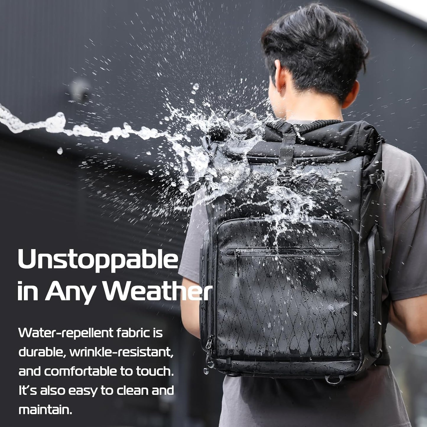 ULANZI B001 Rolltop Camera Backpack, 32.64L Professional Waterproof Photography Camera Case Travel Business 2 in 1, For Photographers Unisex DSLR Mirrorless Camera Lens Tripod Holder 16'' Laptop Black