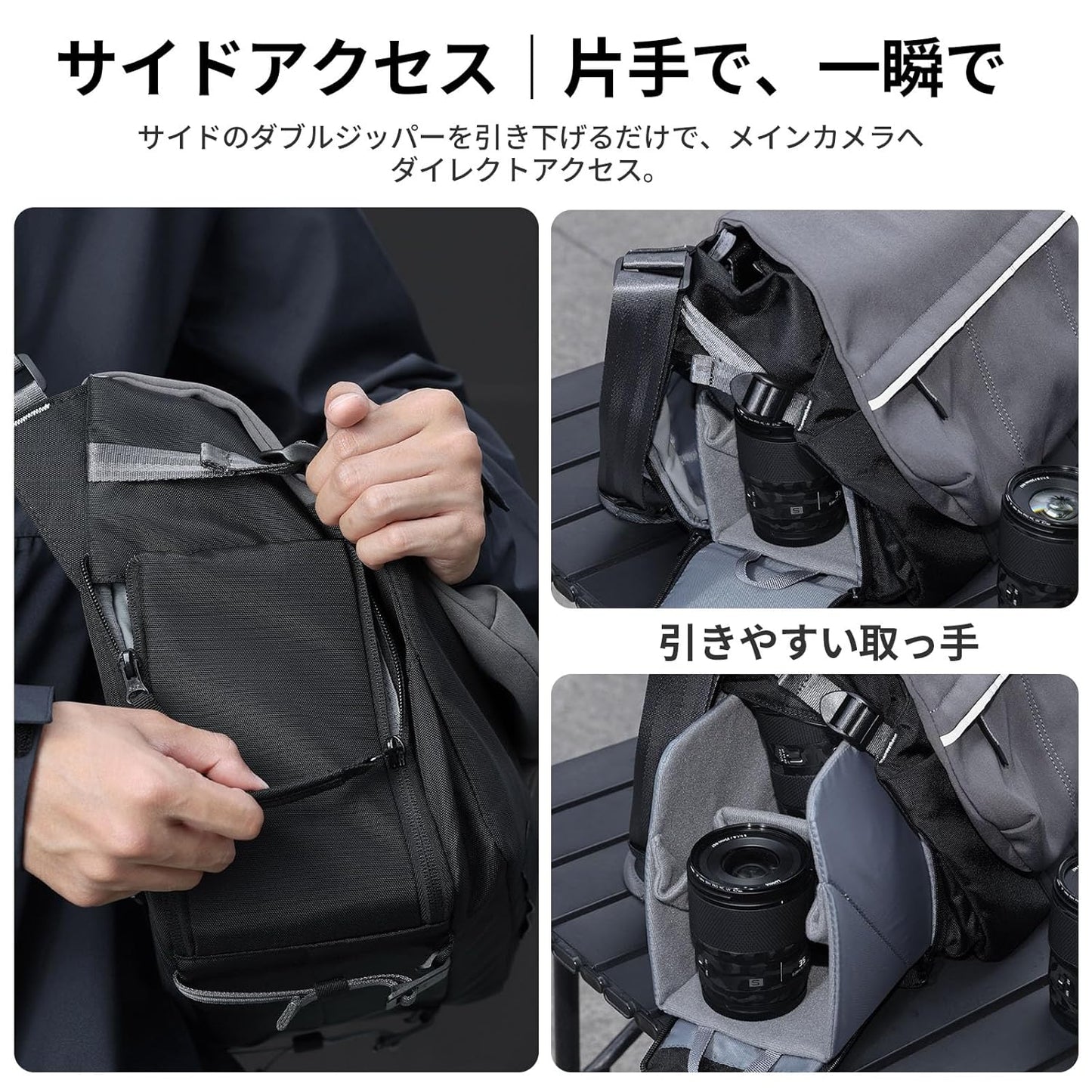 Ulanzi TE88 Camera Bag, Shoulder Bag, Large Capacity, 4.9 gal (15 L), Lightweight, Dividers, Water Repellent, Sling Bag, Stylish, SLR Camera Bag, Convenient Side Access, 16-inch PC Storage, Tripod