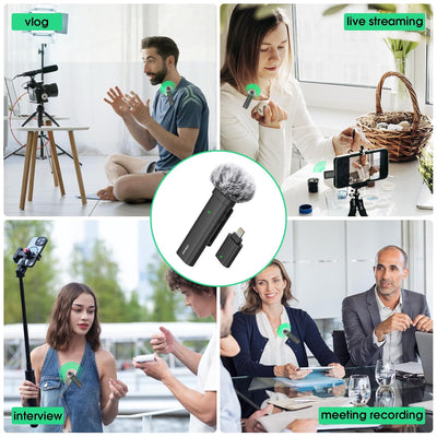 ULANZI Wireless Lavalier Microphone for Smartphones, Plug-Play Mic with Charging Cable(Type-C Port) for Phone Video Recording Interview Youtubers Vloggers, 32.8ft Transmission Range