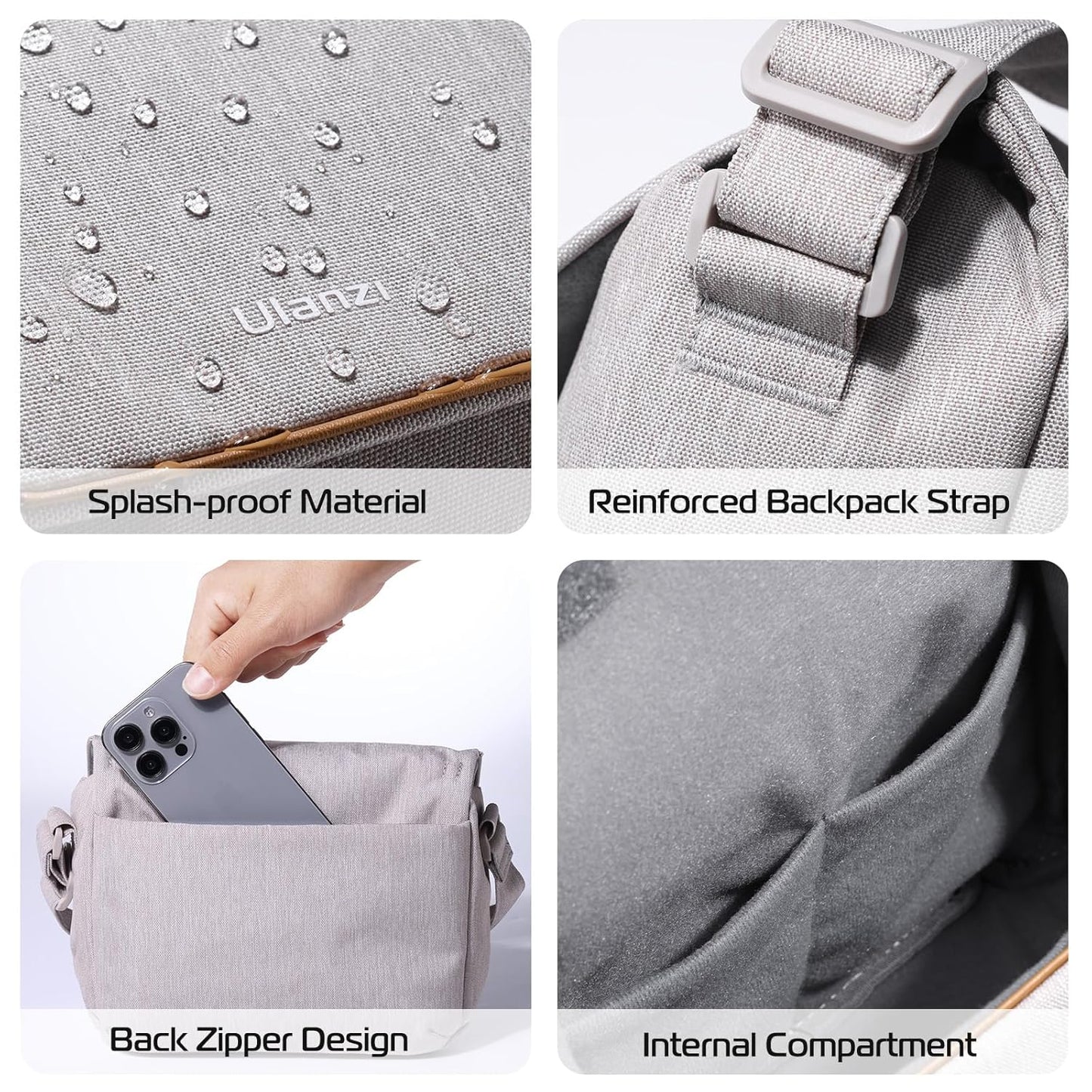 ULANZI Camera Bag, SLR/DSLR Camera Case Professional, Crossbody Photography Small Bag Fashion, Shoulder Bag for Women and Men Compatible for Sony Canon Nikon Mirrorless Camera Waterproof Lightweight