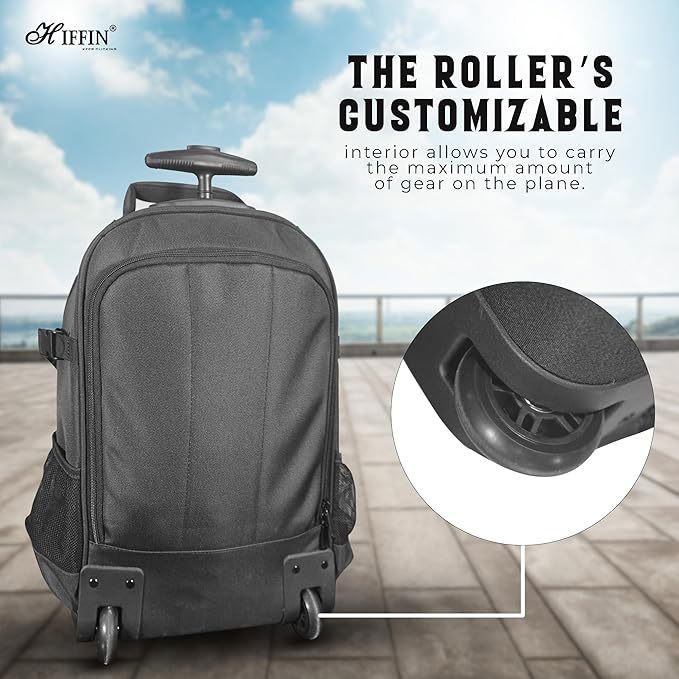 Hiffin 2-in-1 Convertible Backpack Rolling Case for Cameras and Gear with Great Capacity, User-Friendly Design, and Durable Waterproof Construction - Travel in Style