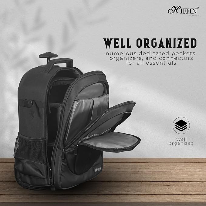 Hiffin 2-in-1 Convertible Backpack Rolling Case for Cameras and Gear with Great Capacity, User-Friendly Design, and Durable Waterproof Construction - Travel in Style