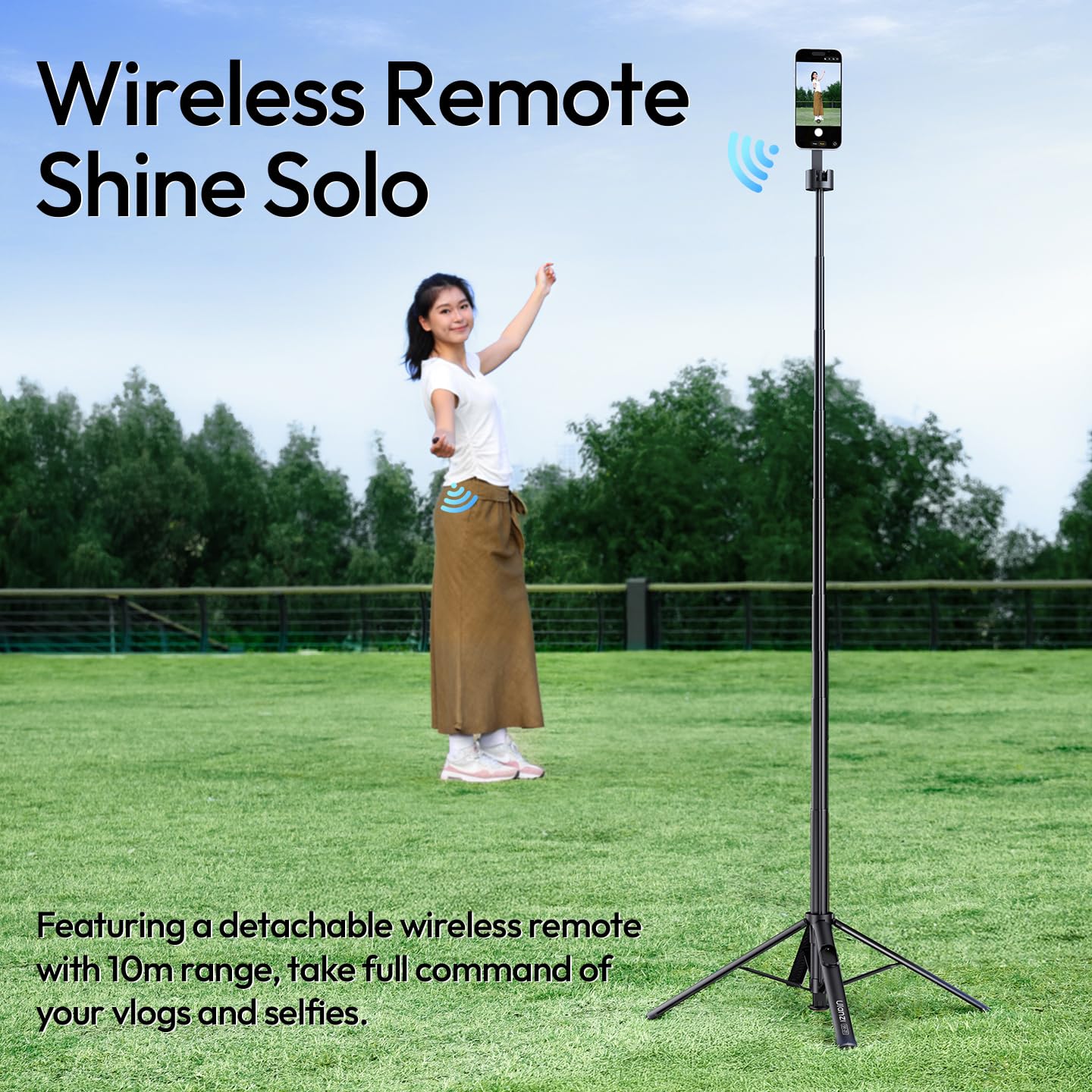ULANZI Magnetic Phone Tripod-71'' Auto Open Selfie Stick Features Lift to Fold, Extendable Selfie Stick w Remote Cell Phone Tripod Stand for Live Recording Vlog for iPhone 17 16 15 14 Series Black