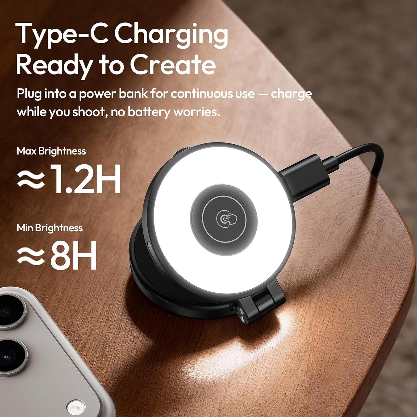 ULANZI LM21 Dual Sided Magnetic Selfie Ring Light for Phone with Magsafe | for iPhone/Android, 8000K CRI≥95, Touch Control, Extendable, Rechargeable, for Vlog,Video Call,TikTok,Video Call,Live Stream