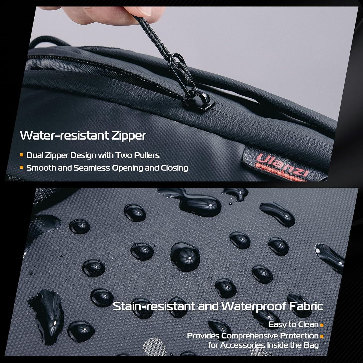ULANZI Synthetic Traker Tech Pouch Mini,Bp06 Storage Bag 2L,Electronics Organizer,Splash-Resistant Travel Accessory Handle Bag,Gadgets Organizer Pouch,Usb Cable Organizer,Travel Friendly (Black)