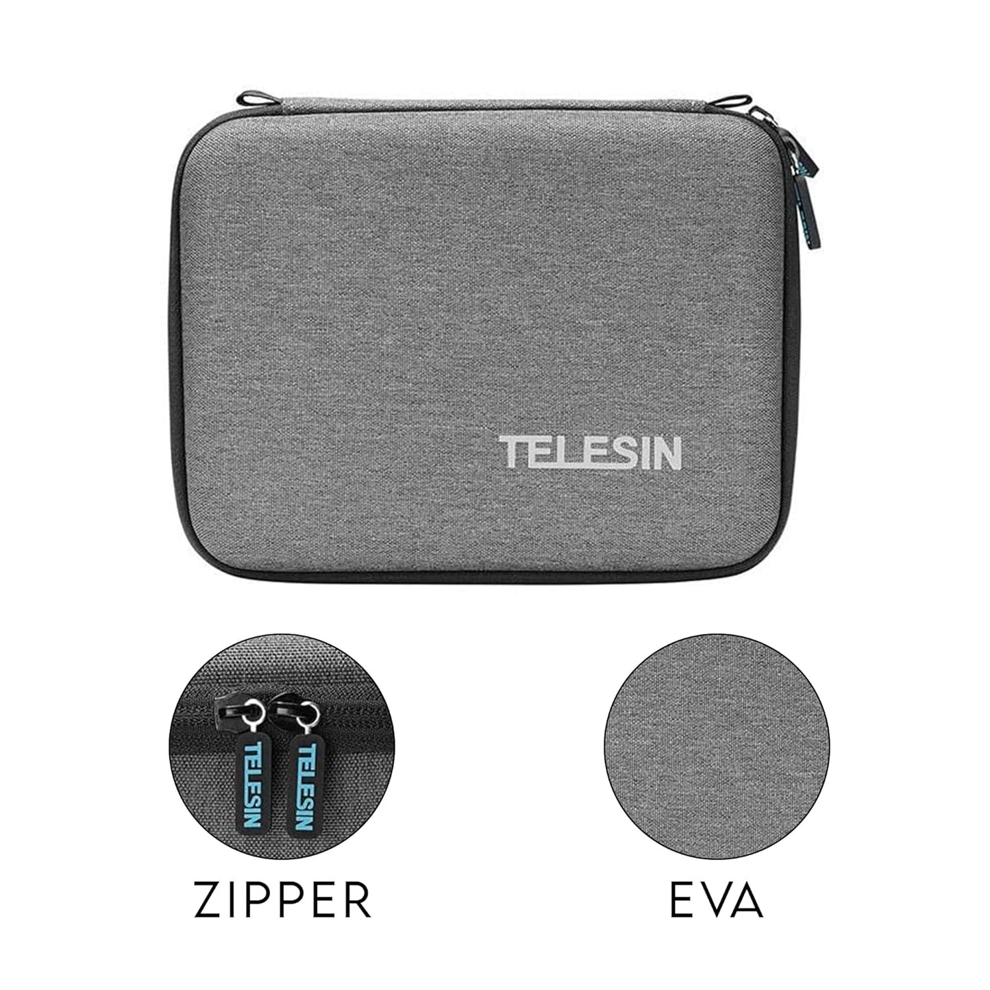 Hiffin TELESIN Carrying Case for Go pro Hero, DJI Osmo Pocket Action, Insta360 One X, More, Hard Protective Travel Bag with 4 Moveable Dividers for More Accessories, Black