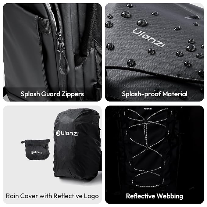 ULANZI AB01 38L Camera Backpack, Professional Camera Bag for Travel Black, Waterproof Outdoor Photography Camera Case Anti Theft for Photographers Hikers