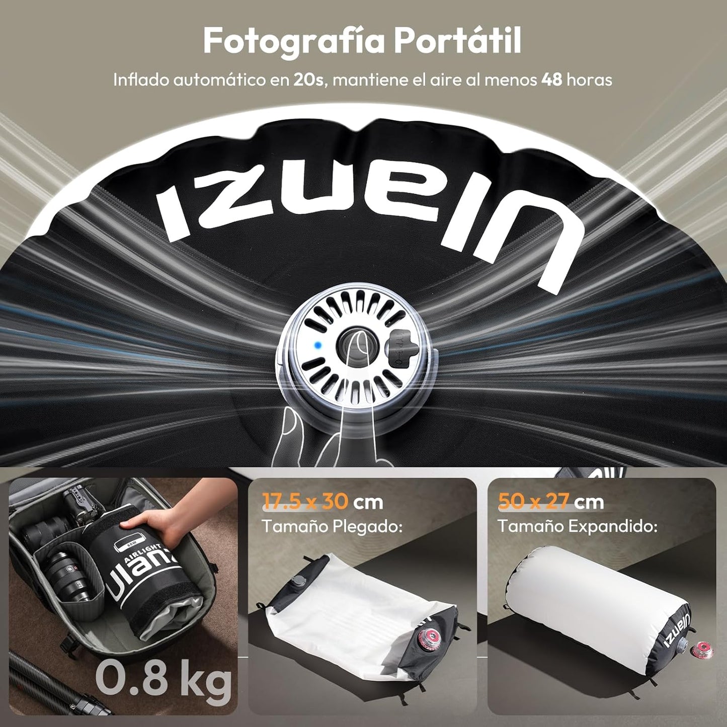 Ulanzi AL60 Inflatable LED Tube Light | 2700K–6500K Bi-Color | CRI≥96 Soft Light | Remote Control | Portable for Photography, YouTube, Live Streaming (No Adapter/Power Bank)