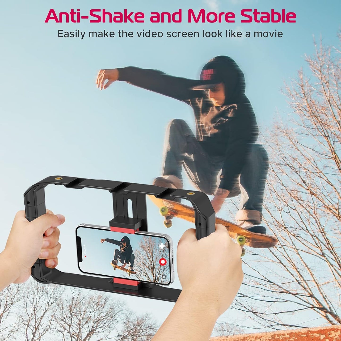 ULANZI U Rig Pro Smartphone Video Rig, Filmmaking Case, Phone Video Stabilizer Grip Tripod Mount for Videomaker Film-Maker Video-Grapher for iPhone Xs Xs Max Xr iPhone X 8 Plus Samsung, Black