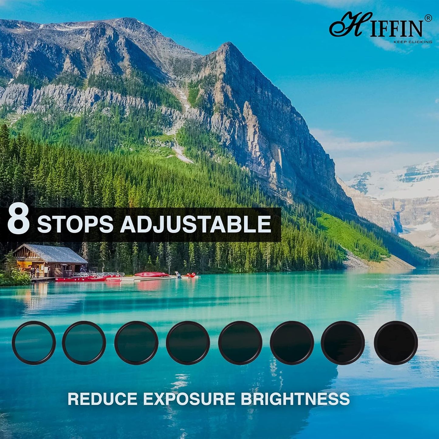 HIFFIN 52MM Slim Variable Fader N-D Neutral Density Adjustable N-D2 to N-D400 Filter with Microfiber 16-50 3N, Nikon V1 V2 10-30 Lens (Black) (52m)