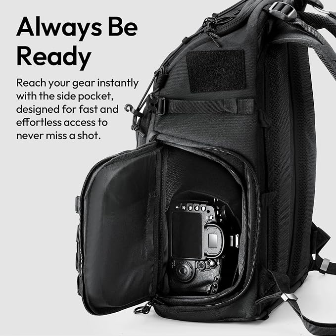 ULANZI BC007 Camera Bag, Tactical Camera Backpack 28L Lightweight Aluminum Frame Travel Bag for Photographers Women Men DSLR Camera Case