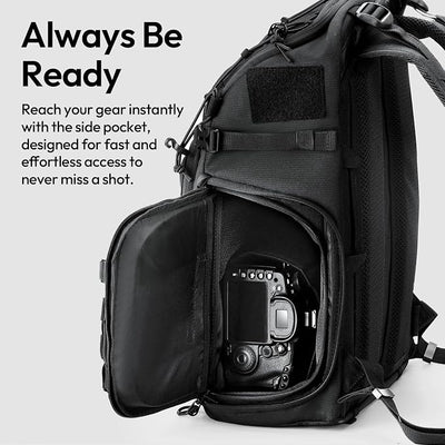 ULANZI BC007 Camera Bag, Tactical Camera Backpack 28L Lightweight Aluminum Frame Travel Bag for Photographers Women Men DSLR Camera Case