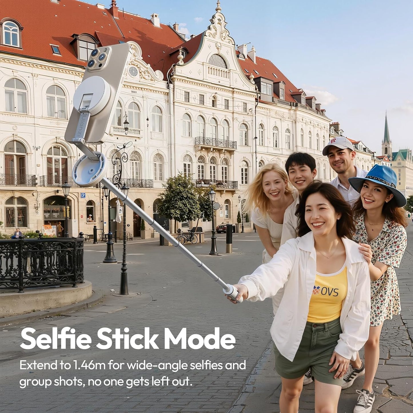 ULANZI Automatic Phone Tripod, MT85 Auto-Open Tripod with Enhanced 4-Leg, 60'' Selfie Stick Extendable Phone Stand, for Content Creation/Vlog, Compatible with iPhone 17/16/15/14/13/12, White