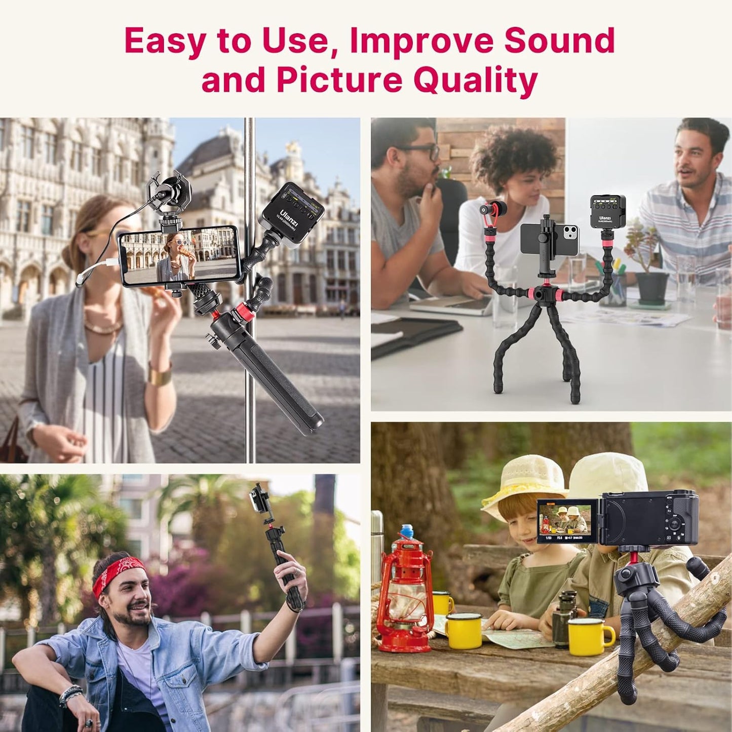ULANZI MT-52 Flexible Tripod, Phone Tripod Stand with 1/4" Screw & Two Detachable Magic Arm, Octopus Tripod Compatible with iPhone 13 12 Pro Max Canon Nikon Sony Camera GoPro