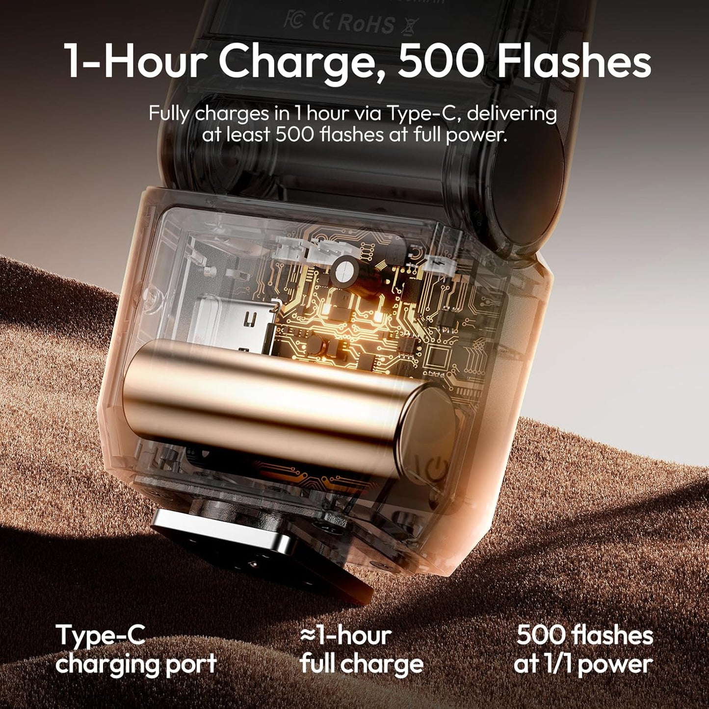 ULANZI SL03 Camera Mini Flash Speedlite with Video Light for Beginners Basic, GN8 6500K Flash 90° Angle Adjustable Compatible with Sony/Canon/Fuji/Nikon DSLR, Universal Single Contact Hot Shoe Mount