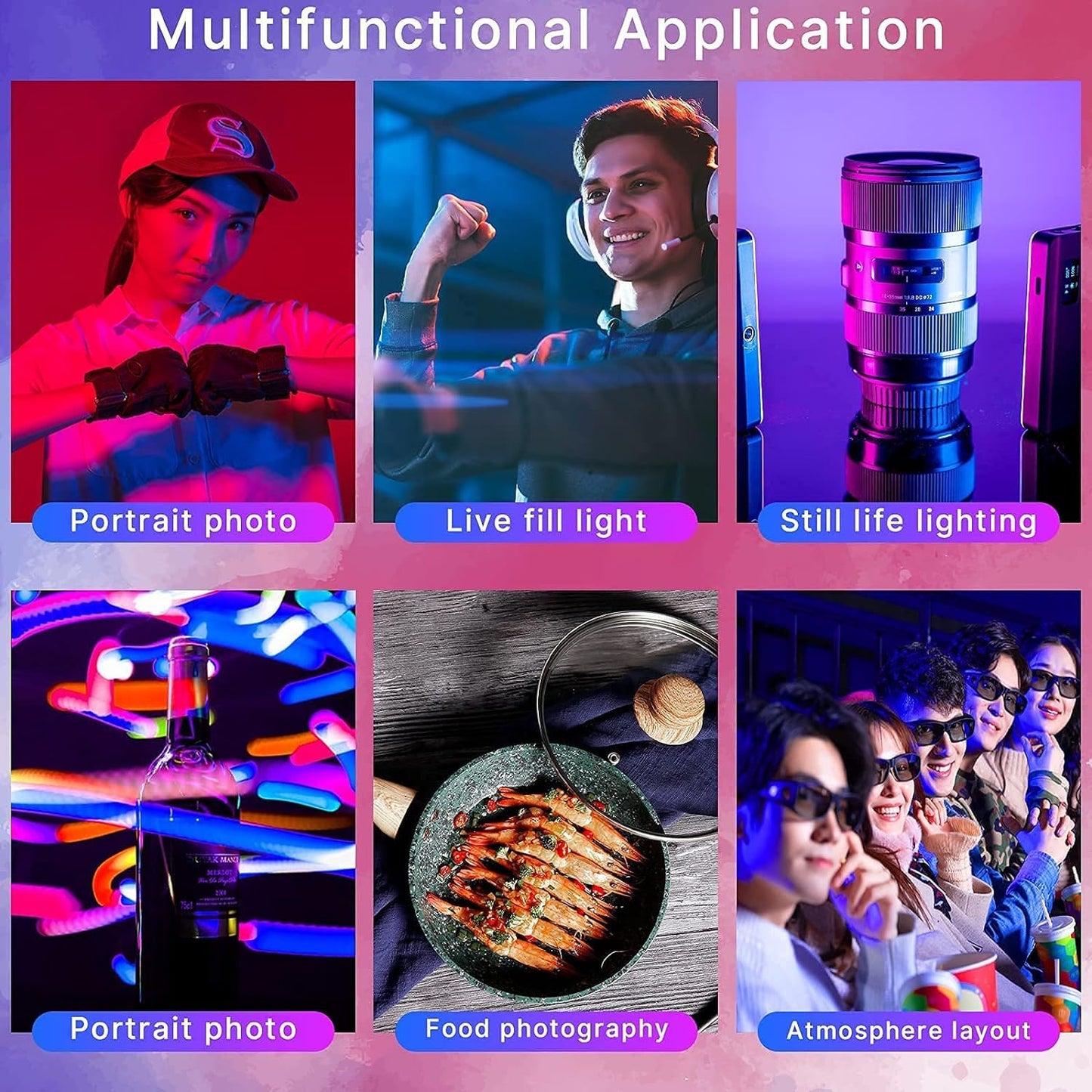ULANZI VL120 RGB Video Light, Pocket LED On-Camera Light, Built-in 3100mAh Rechargeable Battery, 360 Full Color 20 Light Effects, CRI?95 2500-9000K, Black, (2495)