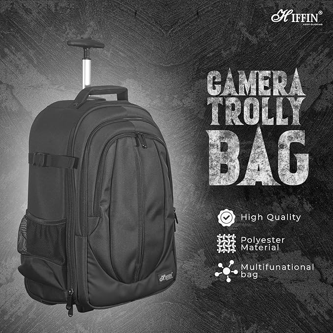 Hiffin 2-in-1 Convertible Backpack Rolling Case for Cameras and Gear with Great Capacity, User-Friendly Design, and Durable Waterproof Construction - Travel in Style